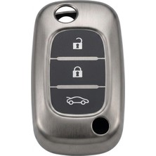 Pileli Store Renault Fluence Uyumlu Silikon Oto Anahtar Kumanda Kabı Kılıf Gri