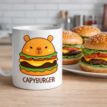 Capyburger Tasarım Kupa Model 230 Sevimli Kapibara Burger Baskılı Seramik Kahve Kupası