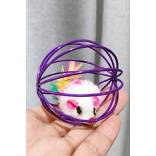 Motto Ticaret Tel Kafesli Interaktif Kedi Oyun Topu (Fareli ve Tüylü)