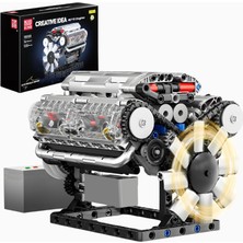 Mould King 10088 Şeffaf V8 Motor Modeli 535 Parça Yapı Seti