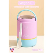 Vagonlife 900 ml Sızdırmaz 3 Kaseli Paslanmaz Çelik Kaşıklı Bento Lunch Box Yeni Nesil Sefer Tası -FFLBO1266