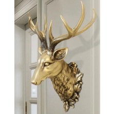 Caelia Altın Geyik Kafası 3D Büyük Boy Duvar Dekorasyon