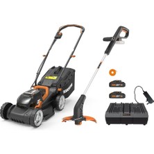 Worx WG927E 40VOLT 2.0AH. Li-Ion 34CM Profesyonel Şarjlı Çim Biçme + WG157E.9 20VOLT 25CM Misinalı Ç