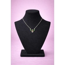 Mdm Style Yeşil Kanatlı Kuş Figürlü Pembe Taş Detaylı Kolye