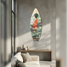 Decorita Sörf Tahtası Şekilli Modern Cam Tablo | Mistik Doğu | 33CM x 99,5cm