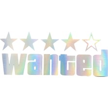 Wanted Yazılı Hologram Efektli Cam Stickeri 20X9CM