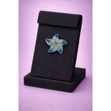 Mdm Style Mavi Taşlı Deniz Yıldızı Broş – Işıltılı Kristal Taşlı Şık Tasarım