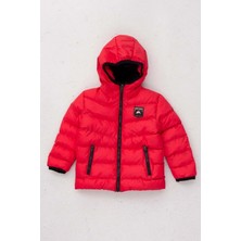 Waka Waka Kids Store Içi Polar Kapüşonlu Fermuar Kapamalı Erkek Çocuk Mont- Kırmızı - 2 Yaş