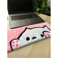 Caelia Özel Üretim Özel Tasarım Bilgisayar Klavye Halısı Cat Kedi Mousepad Pembe