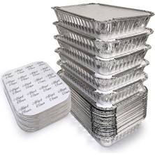 ŞEYLİŞEYLER Şeylişeyler - Alüminyum Dikdörtgen Sütlaç ve Yemek Kabı 1000 gr + Kapaklı Set - (100 Adet)