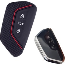 İlk El Grup Volkswagen Golf 8 Mk8 2020 Üzeri Uyumlu Silikon Oto Anahtar Kumanda Kabı Siyah Kırmızı