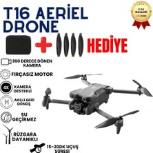 Hızlı Store T16  Drone 4K Çift Kameralı Büyük Ekran Kumandalı Wifi Fpv 360° Engel Algılama Katlanabilir Drone