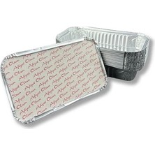 ŞEYLİŞEYLER Şeylişeyler - Alüminyum Dikdörtgen Sütlaç ve Yemek Kabı 750 gr + Kapaklı Set - 20X12 cm 787/L (100 Adet)