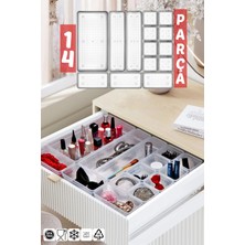 PremiumPort Çekmece Içi Düzenleyici 14 Parça Organizer Seti, Pratik ve Şık Saklama