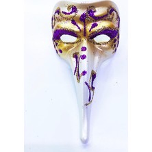 Mor Renk Işlemeli Seramik Malzemeden Imal Venedik Uzun Maske Magnet