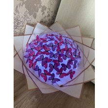 Caelia Kelebek Buketi Mor ve Pembe 30'lu Kelebekli Işıklı (Ledli) Sevgililer Günü Hediyesi Büyük Boy