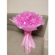 Caelia Kelebek Buketi Pembe 30'lu Kelebekli Işıklı (Ledli) Sevgililer Günü Hediyesi Büyük Boy