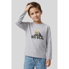Waka Waka Kids Store Erkek Çocuk Bisiklet Yaka Big Deal Ayıcık Baskılı Uzun Kollu Tişört