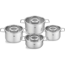 Fissler Pure Collection 8 Parça Cam Kapak Çelik Tencere Seti
