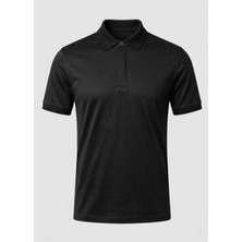 Siyah Renk Pamuk Karışımlı Polo Yaka T-Shirt