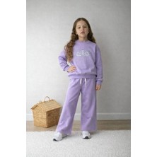 Hophop Çocuk Yazı Boncuk Işlemeli Alt Üst Takım-Kız Çocuk