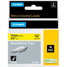Dymo Rhinopro, Isıyla Küçülen Şerit (19 mm x 1.5 Mt), Sarı/siyah - 18058