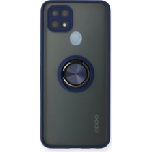 Akinco Oppo A15 Kılıf Montreal Yüzüklü Silikon Kapak - Lacivert