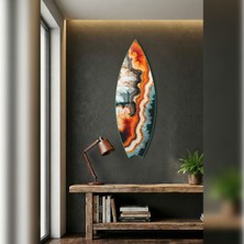 Decorita Sörf Tahtası Şekilli Modern Cam Tablo | Kehribar Yankısı | 33CM x 99,5cm