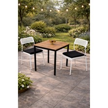 Flinder Minderli Bahçe Takımı - 3'lü Balkon Masa Sandalye - Bahçe Mobilyası - Yemek Masası