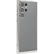 Akinco Samsung Galaxy S22 Ultra Kılıf Razer Lensli Silikon - Gümüş