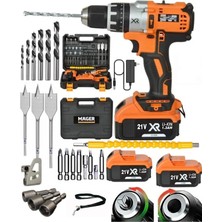 Mager Germany Thechnology Xr Darbeli Çift Akülü Şarjlı Vidalama Matkap