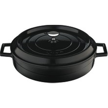 Lava Çok Amaçlı Yayvan Tencere 28 cm Döküm Malzeme ile 3 Kat Emaye Kaplama Siyah