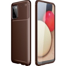 SiHako Galaxy A02S Kılıf Auto Focus Karbon Kapak - Kahverengi