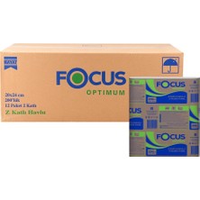 Focus Optimum 12 Paket Z Katlı Havlu 200'lü Ultra Emici 2 Katlı Dayanıklı Kağıt