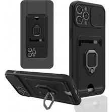 Naturion Szn1  iPhone 12 Pro Max Kılıf Zuma Kartvizitli Yüzüklü Silikon - Siyah Hnçr