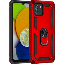 Naturion Szn1  Samsung Galaxy A03 Kılıf Sofya Yüzüklü Silikon Kapak - Kırmızı Hnçr