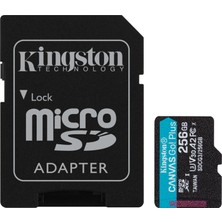 Kingston SDCG3-256GB 256GB microSDXC Canvas Go Plus 170R A2 U3 V30 Card + ADP Hafıza Kartı