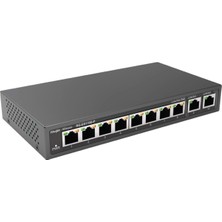 Ruijie-Reyee RG-ES110D-P 8 Port Poe+ 10-100 Mbps 2 Port 10-100-1000 Mbps Uplink Switch Çelik Kasa