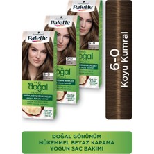Palette Kalıcı Doğal Renkler 6-0 Koyu Kumral Saç Boyası x 3 Doğal Görünüm ve Yoğun Saç Bakımı
