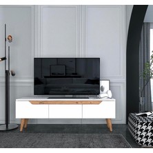 Ankara Mobilya Mana 160 cm Beyaz TV Ünitesi Modern Tasarım Suntalam Malzeme 30 cm Derinlik 50 cm Yükseklik