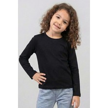 Waka Waka Kids Store Kız Çocuk Bisiklet Yaka Uzun Kollu Basic Penye Tişört