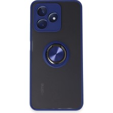 Akinco Realme C53 Kılıf Montreal Yüzüklü Silikon Kapak - Lacivert