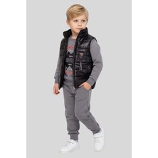 Waka Waka Kids Store Erkek Çocuk Parlak Siyah Şişme Yelekli 3'lü Takım