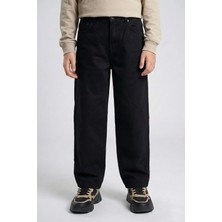 Waka Waka Kids Store Erkek Çocuk Wide Leg Lastikli Kanvas Pantolon Rahat Kesim Jean