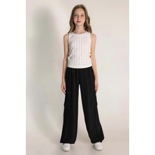 Hopi Kids Parlak Dökümlü Paçası Lastikli Kargo Pantolon Kız