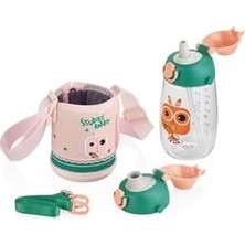 Adoz Shopping 480ML Kılıflı 2 Ayrı Kapaklı Pipetli/pipetsiz Tritan Çocuk Su Matarası