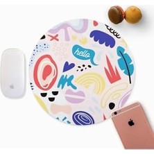 Adoz Shopping Minimal Renkli Tasarımlı Yuvarlak Mousepad - Mouse Pad - Fare Altlığı