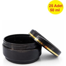 Demet Home 25 ADET 50 ml Siyah Lüx Şeritli Boş Plastik Pomat Kozmetik Krem Ecza Hobi Kutusu Krem Kavanozu Empty plastic empty box