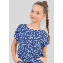Waka Waka Kids Store Kız Çocuk Çiçek Desenli Belden Lastikli Bluz ve Şort Takımı