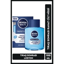 Nivea MEN Erkek Tıraş Sonrası Losyon Protect&Care 100ml, Ferahlatıcı, Aloe Vera, Yatıştırıcı, Nemlendirici